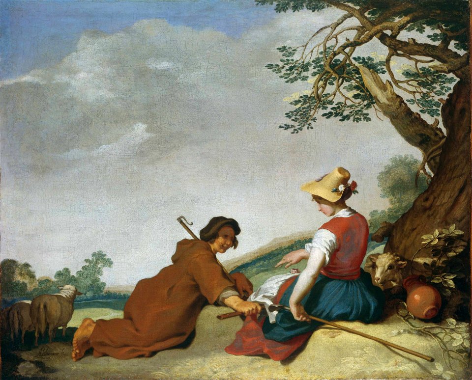 Abraham Bloemaert - Herderspaar in een landschap (1627)