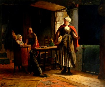 Bernardus Johannes Blommers - Vissersinterieur (1872)