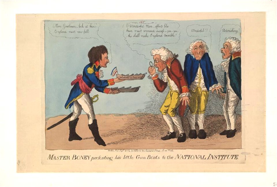 Bodleian Libraries, Master Boney presenting his little gun boats to the national institute