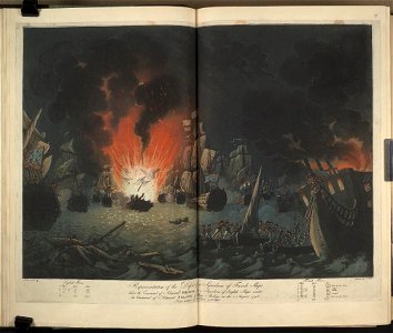 Bodleian Libraries, Representation of the defeat of a squadron of French ships under the command of Admiral Brueys, by a squadron of English