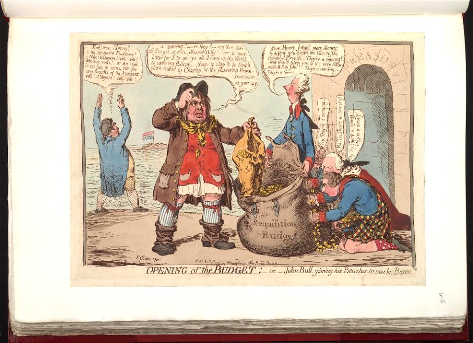 Bodleian Libraries, Opening of the budget or- John Bull giving his breeches to save his bacon