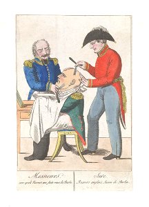 Bodleian Libraries, Messieurs, avec quels rasoirs me faite vous la barbe Sire, rasoirs anglais, savon de Berlin