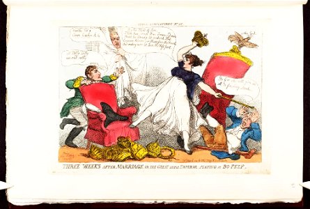 Bodleian Libraries, Three weeks after marriage, or- the great little emperor playing at Bopeep