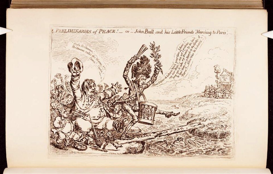 Bodleian Libraries, Preliminaries of Peace or - John Bull and his little friends 'Marching to Paris'