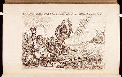 Bodleian Libraries, Preliminaries of Peace or - John Bull and his little friends 'Marching to Paris'