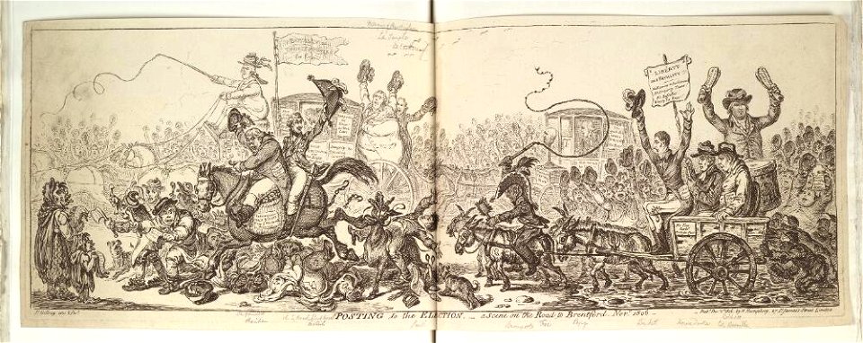 Bodleian Libraries, Posting to the election- A scene on the road to Brentford, Novr 1806