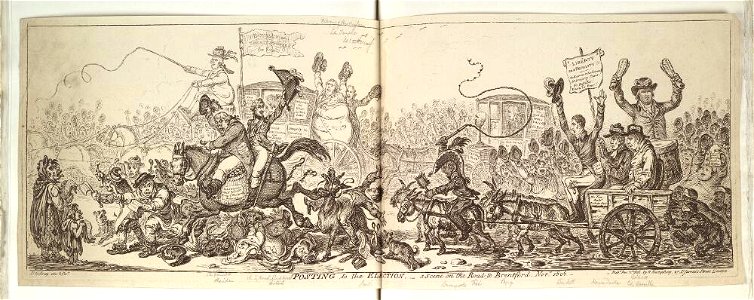 Bodleian Libraries, Posting to the election- A scene on the road to Brentford, Novr 1806