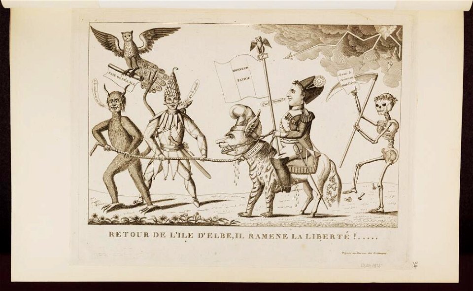 Bodleian Libraries, Retour de l'Ile d'Elbe, il ramene la liberté- Napoleon Bonaparte premier consul s'est rendu à Notre Dame pour y entendre