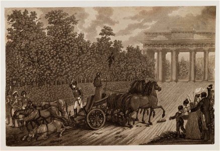 Bodleian Libraries, Victory of the Brandenburger Gate Returning home - Napoleon Bonaparte premier consul s'est rendu à Notre Dame pour y ent. Free illustration for personal and commercial use.