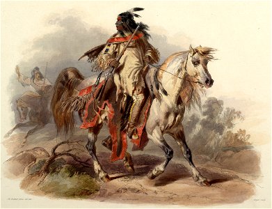 Bodmer -- Blackfoot Indian, 1840-1843. Free illustration for personal and commercial use.