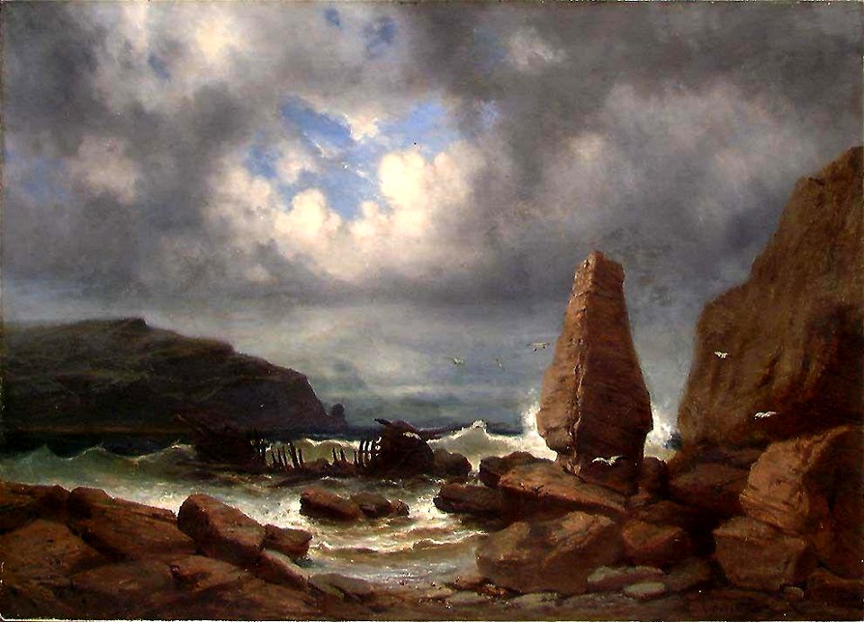 Erik Bodom - Coastal Landscape with Menhir and Wreck - NG.M.01595 - National Museum of Art, Architecture and Design