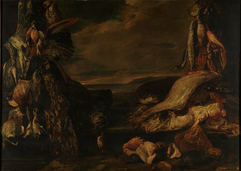 Pieter Boel - Still life of game and fish