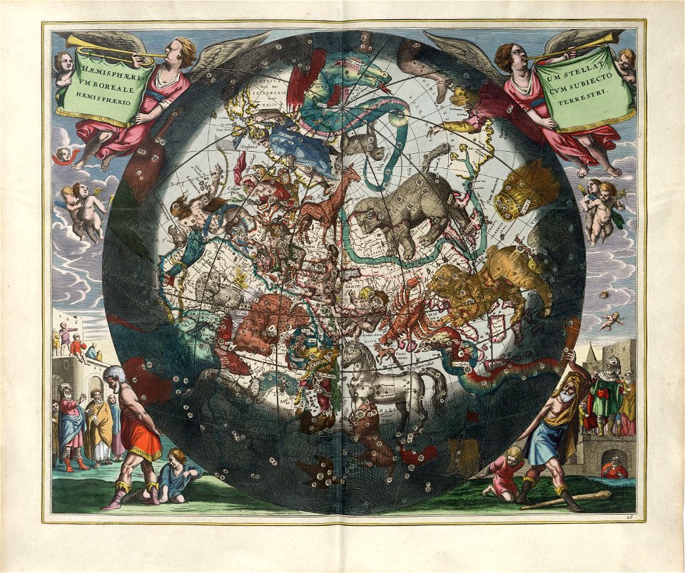 Cellarius Harmonia Macrocosmica - Haemisphaerium Stellatum Boreale cum Subjecto Haemisphaerio Terrestri