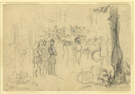 Celebration of the battle of Bunker hill, near the camp of the 5th Mass. regiment in Virginia by the Charlestown companies of that regiment LCCN2004660674