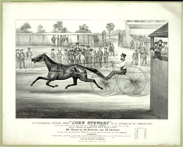 Celebrated trotting horse John Stewart as he appeared on the twentieth mile- In his great match against time over the fashion course L.I. Tuesday Sept. 22nd 1868. When he performed the LCCN90714725