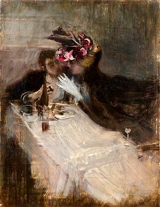 Boldini - Couple in a restaurant
