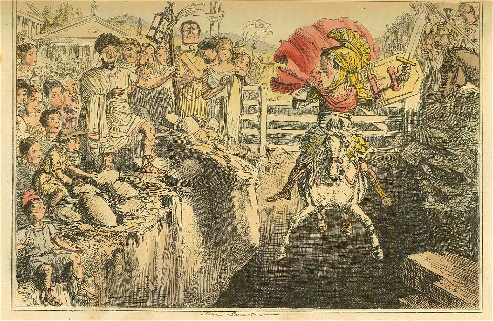 Comic History of Rome Table 04 The gallant Curtius leaping into the gulfs