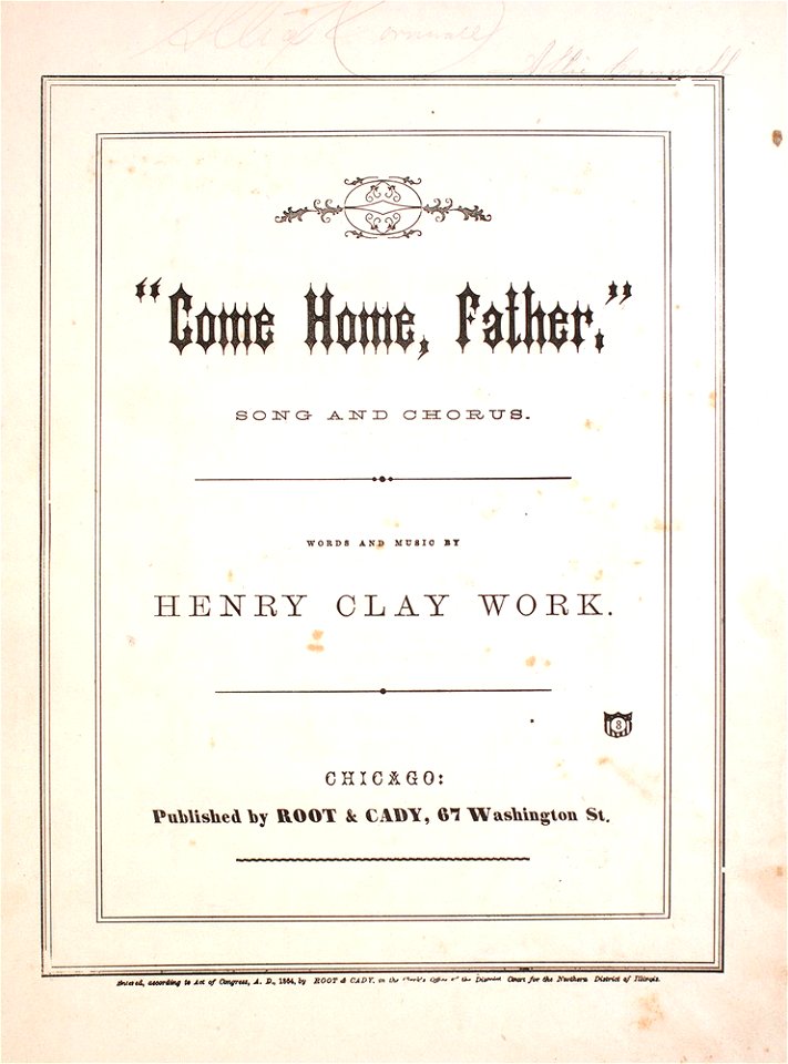 Come Home, Father sheet music cover