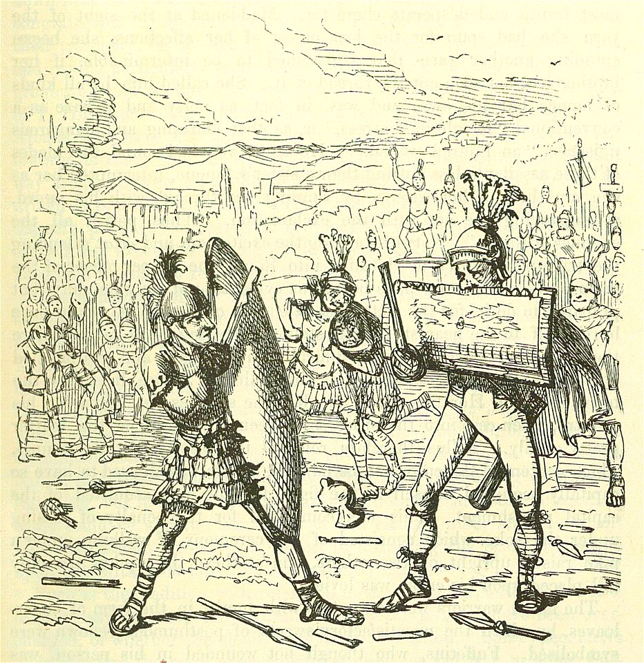 Comic History of Rome p 019 Combat between the Horatii and Curiatii