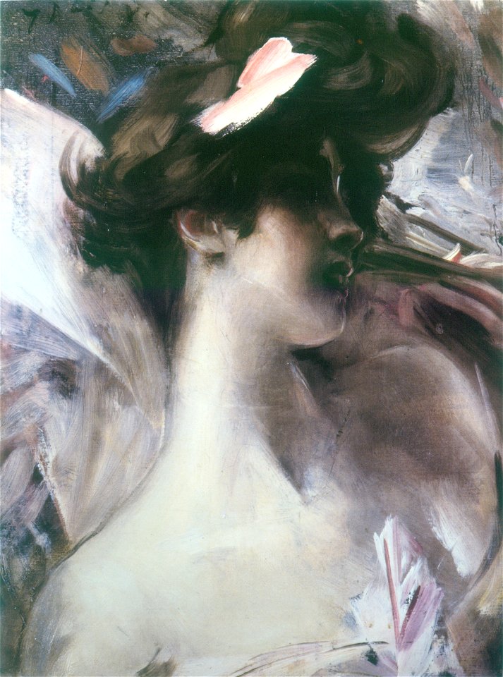 Boldini - Testa di giovane su fondo rosa