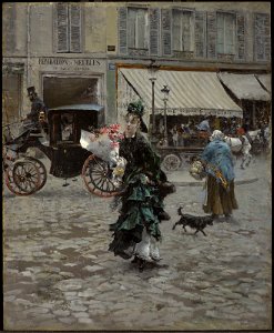 Giovanni Boldini Crossing the Street. Free illustration for personal and commercial use.