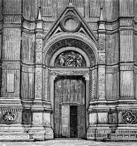 Bologna – Porta sinistra della Chiesa di San Petronio (xilografia)