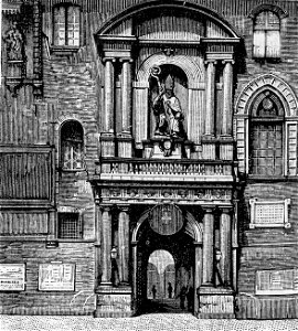 Bologna – Porta del Palazzo Comunale (xilografia)