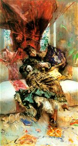 Boldini - Young woman seated on the divan, 1878