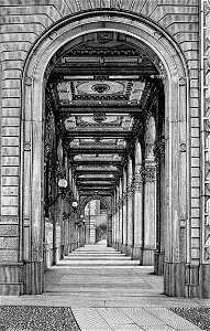 Bologna – Sottoportico della Cassa di Risparmio (xilografia)
