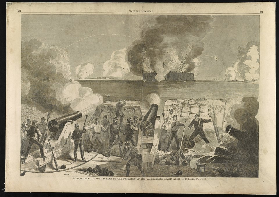 Bombardment of Fort Sumter by the batteries of the Confederate states, April 13, 1861 LCCN2013646579
