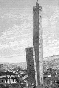 Bologna – Torre degli Asinelli e Garisenda (xilografia)