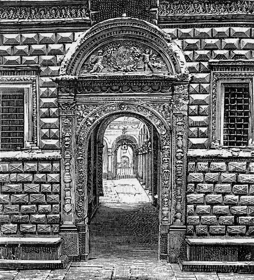 Bologna – Porta del Palazzo Bevilacqua (xilografia)