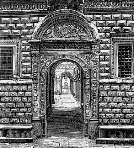 Bologna – Porta del Palazzo Bevilacqua (xilografia)