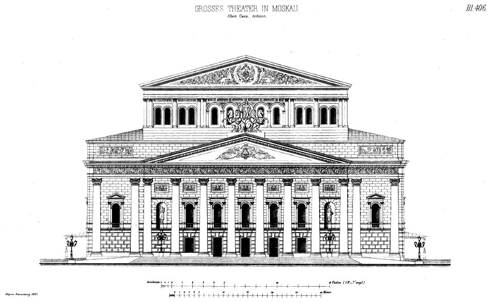 Bolschoi Theater Moskau Vorderansicht (Albert Cavos)