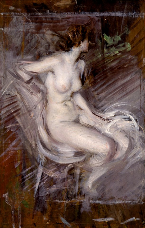 Nudo di Giovane Seduta (Nudo color perla) by Giovanni Boldini