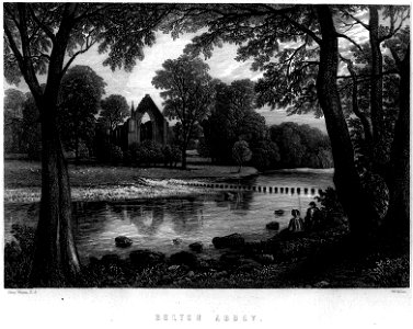 Bolton Abbey engraving by William Miller after H Warren