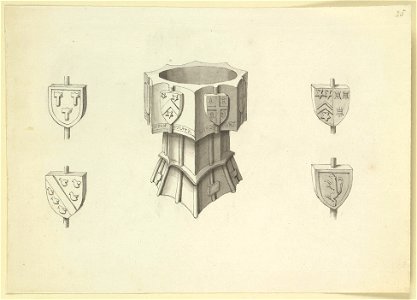 Bolton By Bowland church font by Samuel Hieronymus Grimm 1773