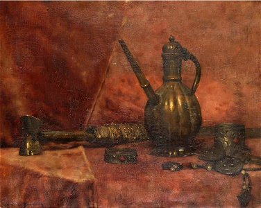 Still Life with an Indian Ewer, Yatagan and Jewels by Maurice Bompard