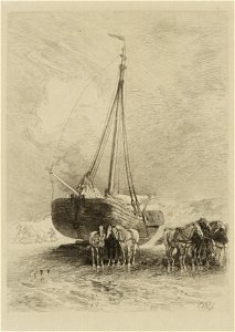 Bomschuit op strand, objectnr A 15131