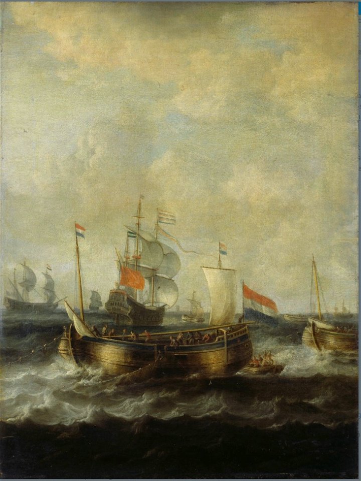Bonaventura Peeters (I) - Dutch Indiamen Passing Herring Busses