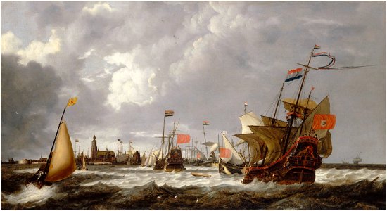 Bonaventura Peeters (I) - The 'Hercules' and 'Eenhorn' off the port of Hoorn