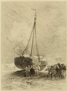 Bomschuit op strand, objectnr A 15127