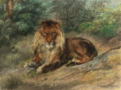 Rosa Bonheur - Le vieux monarque. Free illustration for personal and commercial use.