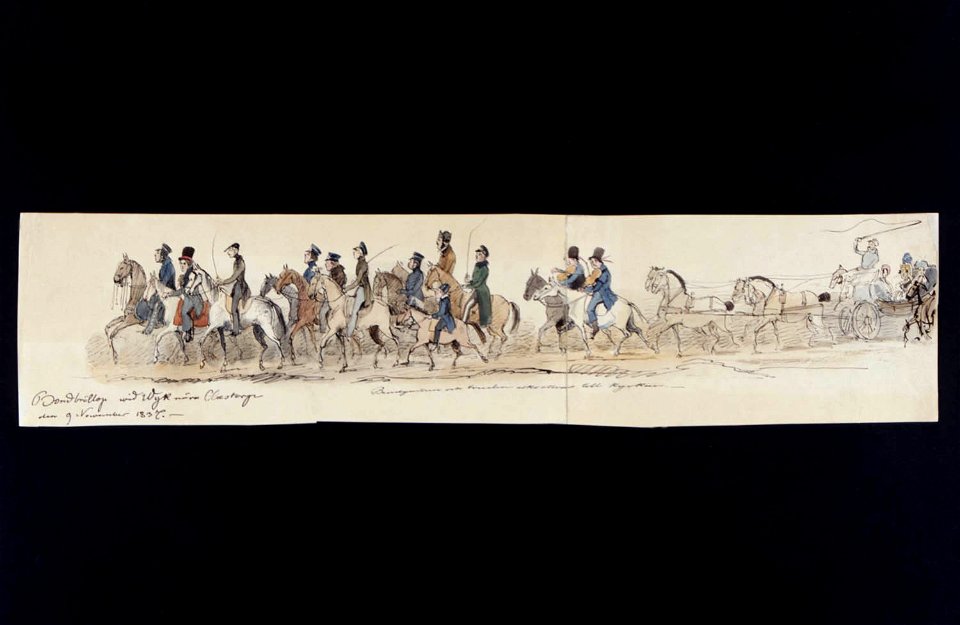 Bondbröllop vid Wijk nära Claestorp. Fritz von Dardel, 1837 - Nordiska Museet - NMA.0037357