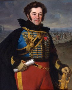 Colonel Auguste-Frederic-Bon-Amour, marquis de Talhouët by Emile-Jean-Horace Vernet