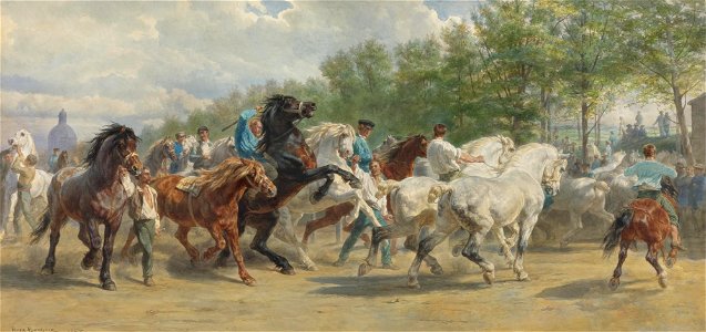 Rosa Bonheur - La foire du cheval (1867). Free illustration for personal and commercial use.