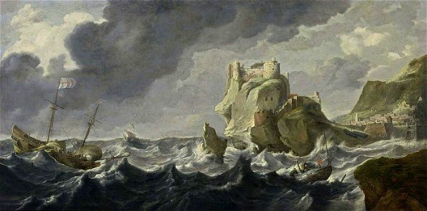 Bonaventura Peeters - A Mediterranean Harbour Entrance - WGA17129