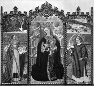 Bonanat Zaortiga - Virgin ^ Child Enthroned with Ss Valerius ^ Vincent - 52.1523c - Museum of Fine Arts