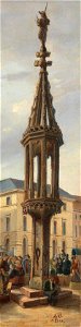 Bondras Marktplatz von Breslau 1839 Detail Pranger