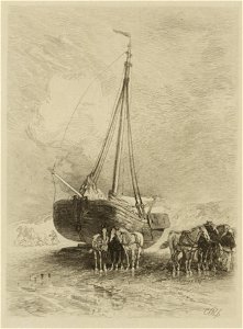Bomschuit op strand, objectnr A 15130